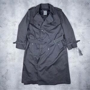 Christian Dior Monsieur Black Trench Coat Men's Size 46R Wool Lining